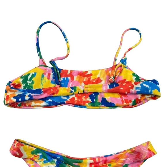Aurelle Swim Henri Multicolor Bralette Bikini Top Size Medium Button Size Small - Picture 4 of 8